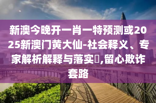 新澳今晚開一肖一特預測或2025新澳門黃大仙-社會釋義、專家解析解釋與落實?,留心欺詐套路